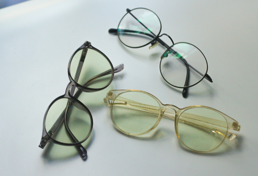 glasses-selection Pile of un-used glasses ready for donation