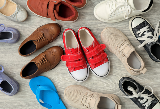 shoes Selection of childrens shoes, ready for donating