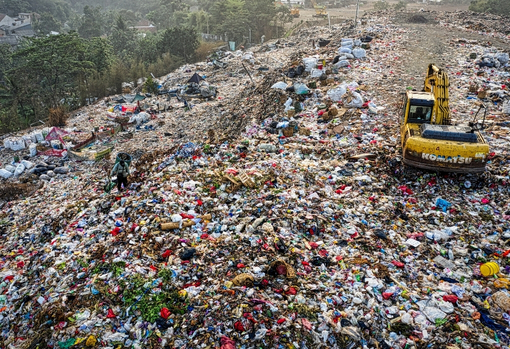 landfill-site Landfill site piled high with plastic waste
